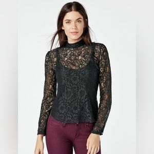 Zip Back Sheer Lace Blouse